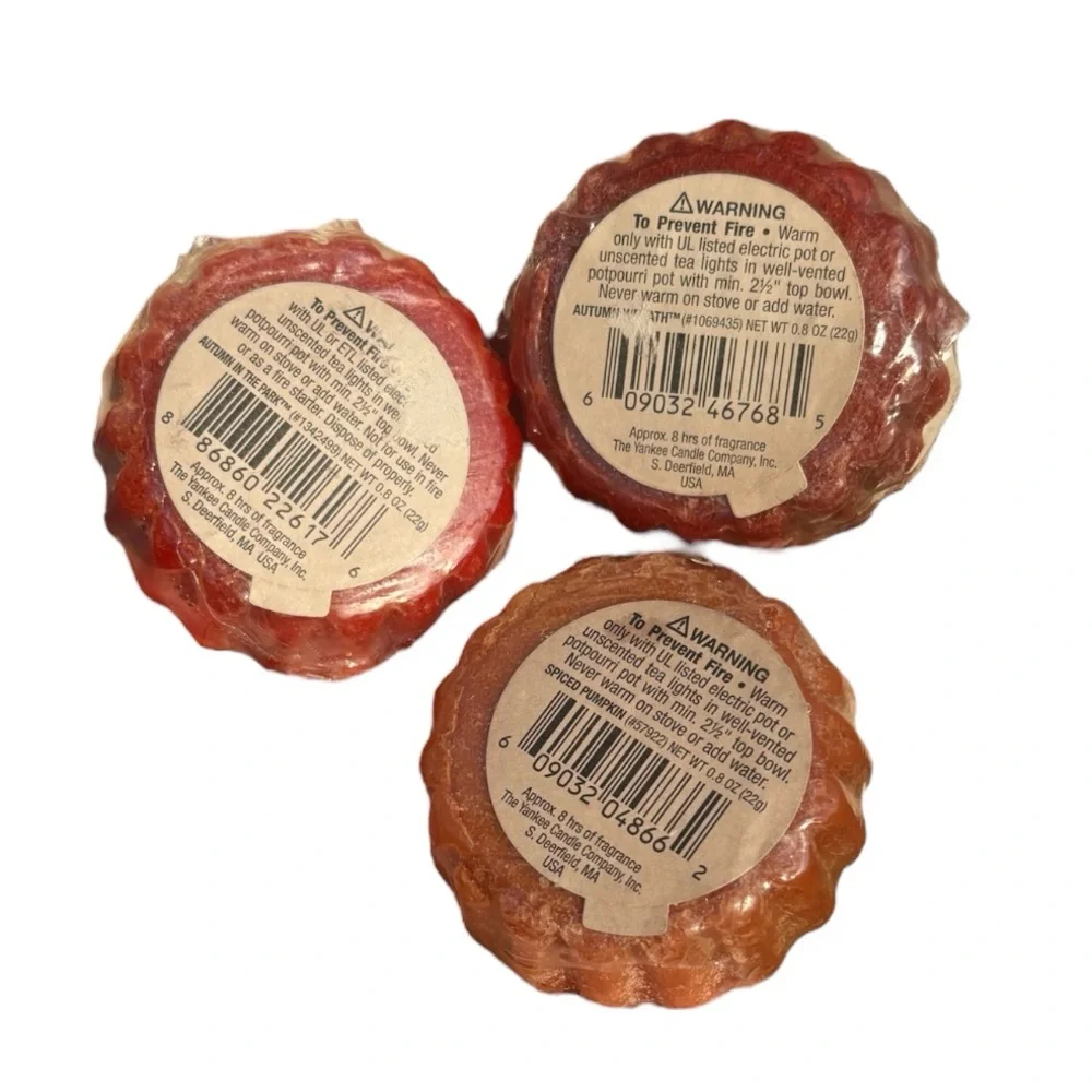 Yankee Candle Wax Potpourri Tarts 3pc Set Winter Fall Spiced Pumpkin Autumn .8oz